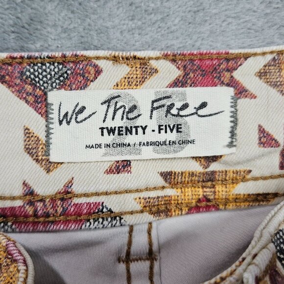 We the Free People Jeans Womens 25 Wild Child Aztec Print Skinny Boho Raw Hems - Picture 4 of 14